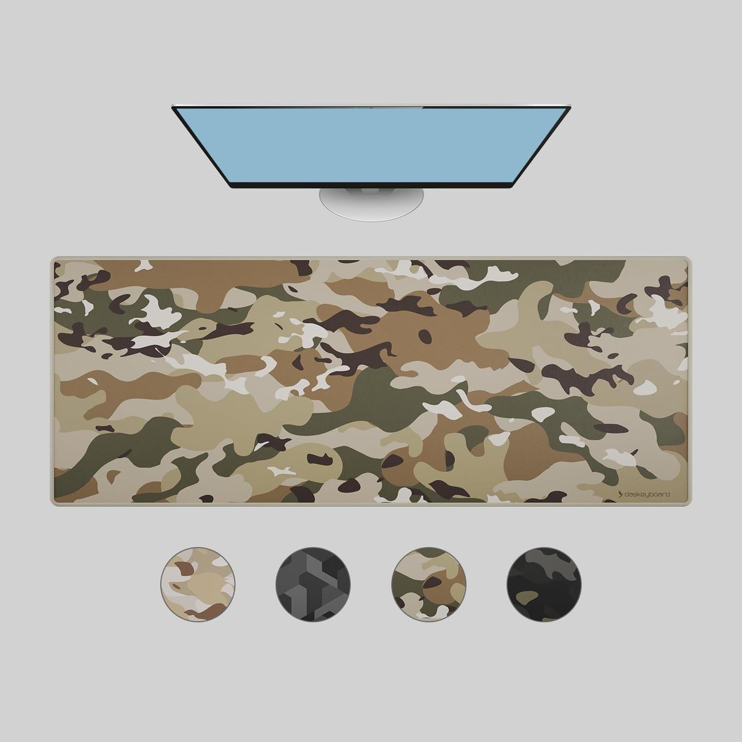 Das Keyboard Large Gaming Mouse Pad Desk Mat with Stitched Edge - Non Slip Base - Waterproof - Premium Cloth Mousepad for Home Work Gaming - Jungle Basecamp Camo