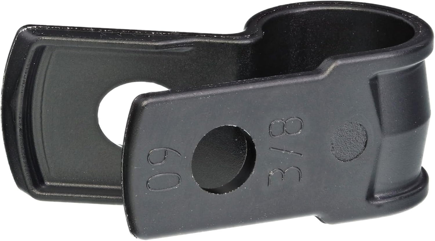 Secure 3/8 Inch Premium R Type UV Black Nylon Screw Mount Cable Clamp for Wire Management - 100 Pack