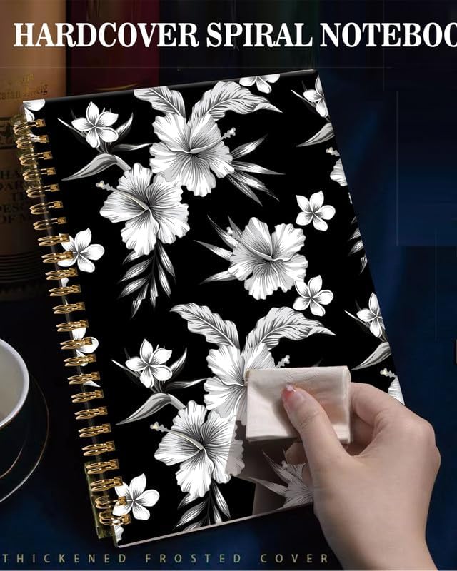 Spiral Journal Notebook,A5 Hardcover Lined Journals for Women Girl 6 x 8.3 in,120 Pages Thick Paper,Cute College Ruled Writing Notebook for Gifts Office Work School(Tropical Hibiscus Flower)