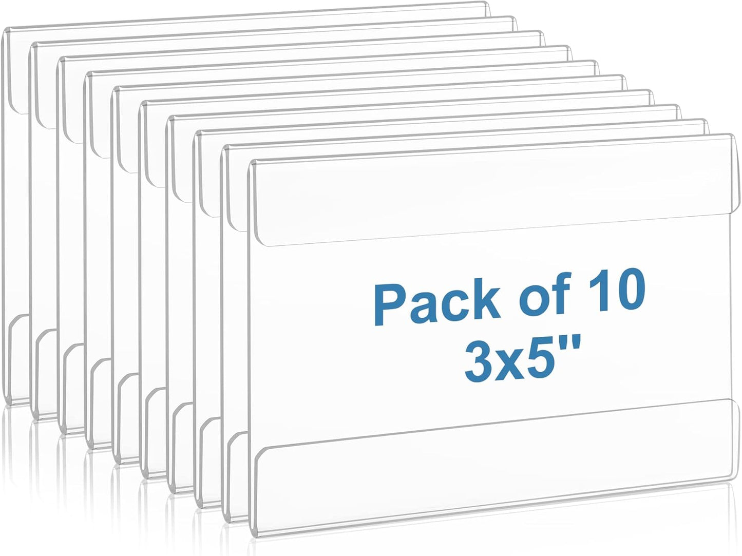 Lesnlok 10 Pack Wall Mount Acrylic Sign Holder 3x5 inch，with 3M Tape Adhesive for Office, Home, Store, Restaurant, No Drilling