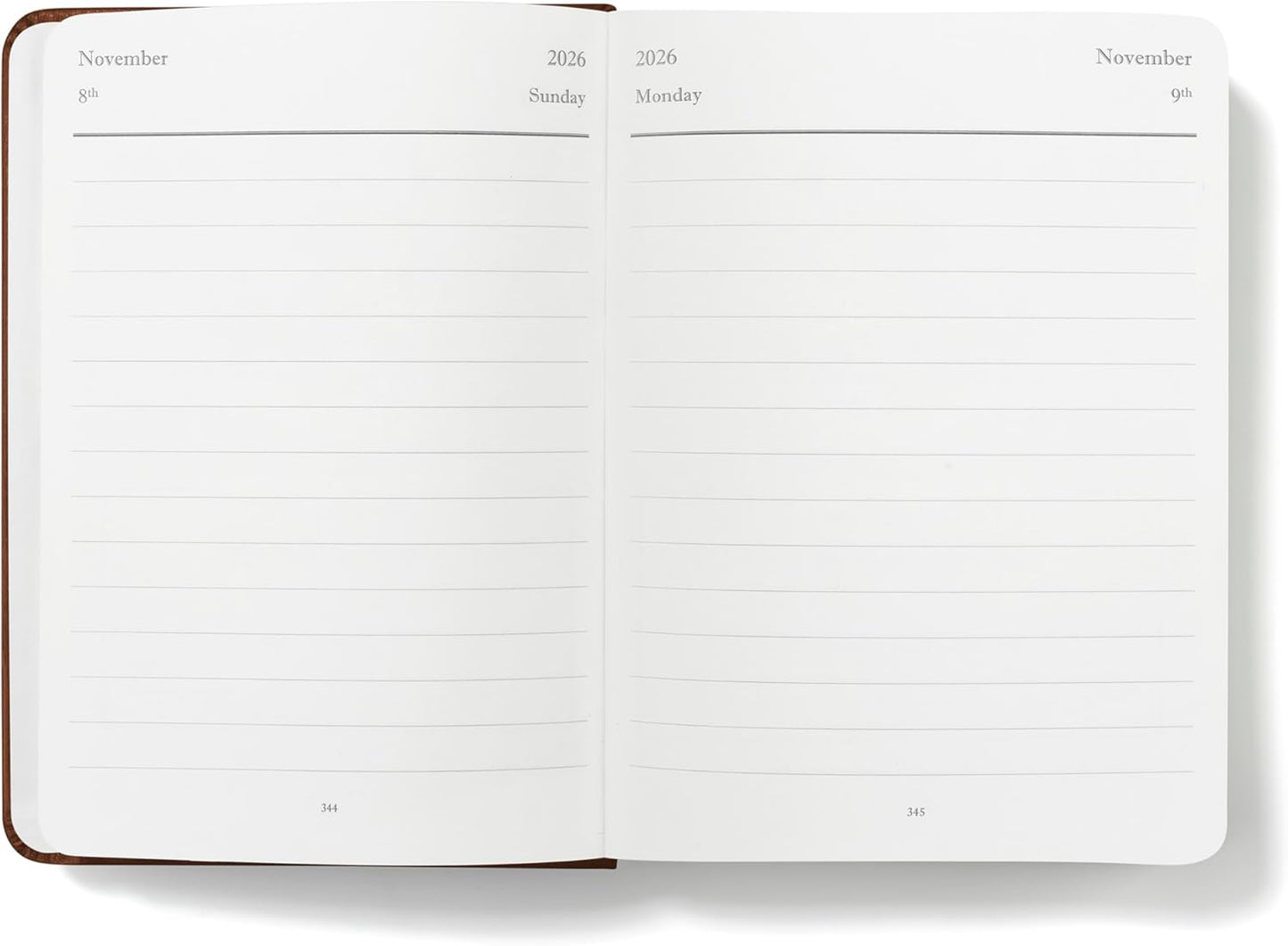 Wykeham's Executive 2026 Daily Journal Planner – US Public Holidays & Format – Customization Available (Personalized Brown, 6”×4.5”)