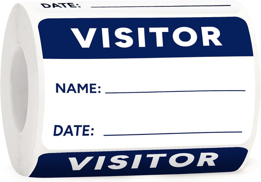 Visitor Pass Stickers – 300 Writable Name Tag Labels, 2 x 3 Inch, Self-Adhesive Identification Badges for Office, School, Events (300Pcs-Blue)