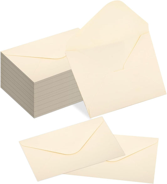 180 Packs Gift Card Mini Envelopes Small Envelope with Gummed Seal, Paper Business Card Envelopes, Bulk Tiny Envelope Pockets for Small Note Cards, 4 x 2.7 Inches (Cream)