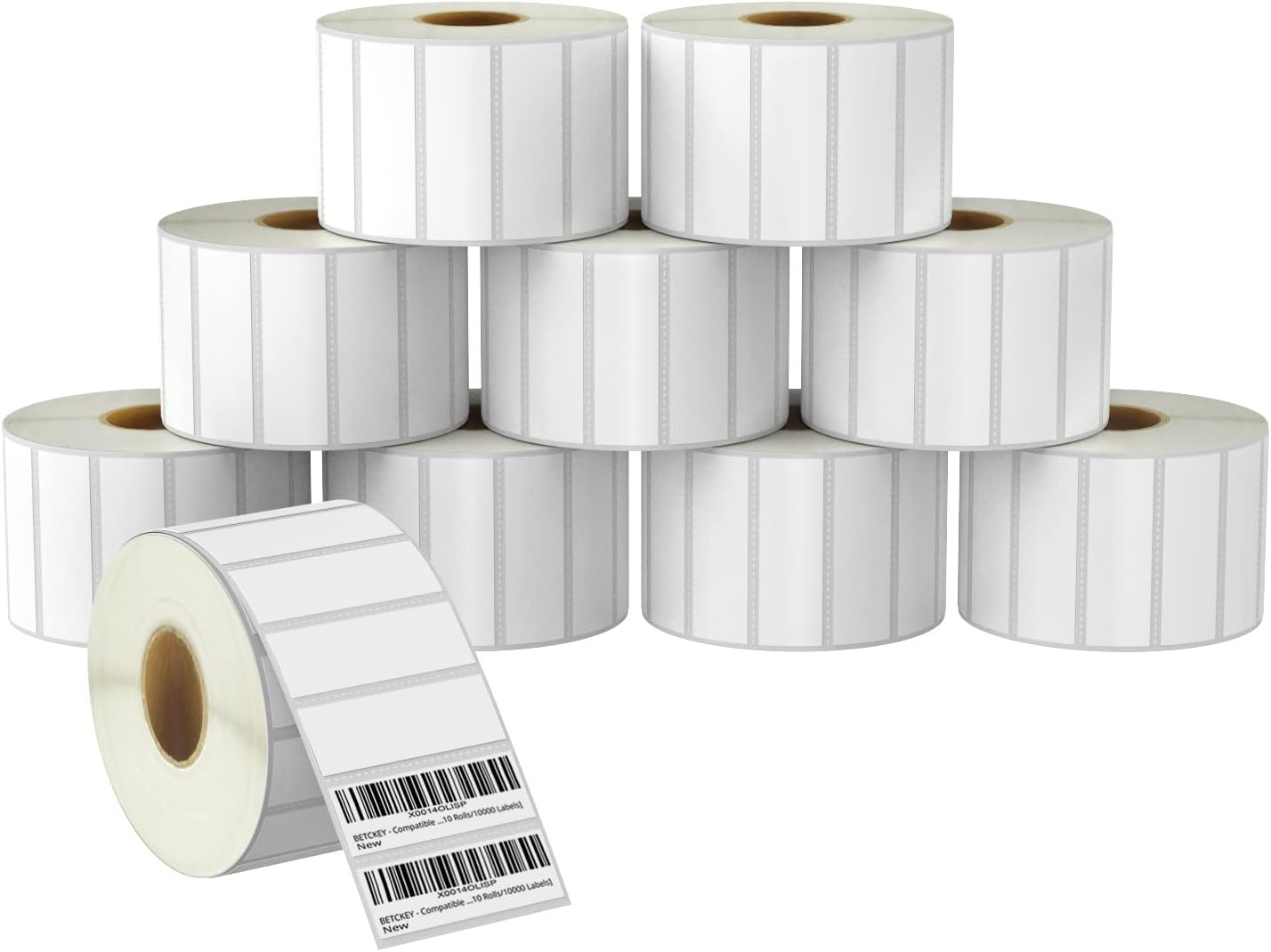 BETCKEY - 3" x 1" (76 mm x 25 mm) UPC Barcode & Address Labels Compatible with Zebra & Rollo Label Printer,Premium Adhesive & Perforated [10 Rolls, 13750 Labels]