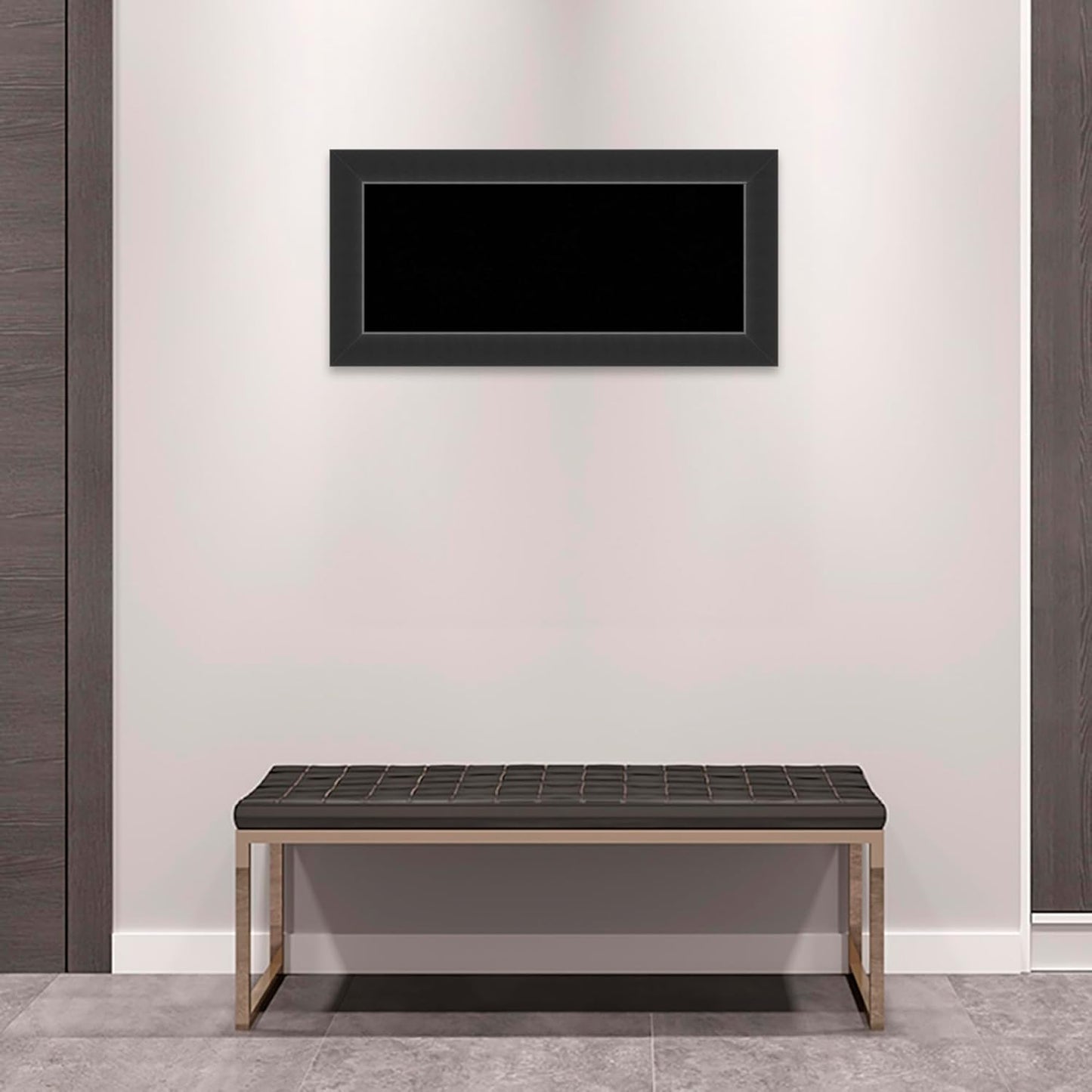 Amanti Art Black Cork Board for Wall, 17x35 Vision Board with Black Wood Frame, Medium Corkboard Office Decor for Home Organization, Modern Corkboard Pinboard to Display Items for Home Organization