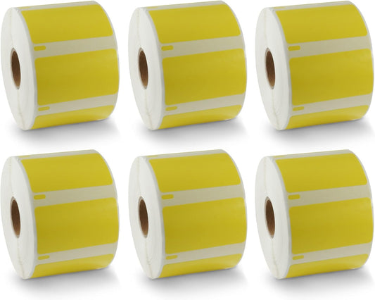 BETCKEY - Compatible DYMO 30334 (2-1/4" x 1-1/4") Medium Multipurpose Barcode/FNSKU Labels - Compatible with Rollo, DYMO Labelwriter 450, 4XL & Zebra Desktop Printers[6 Rolls, 6000 Labels, Yellow]