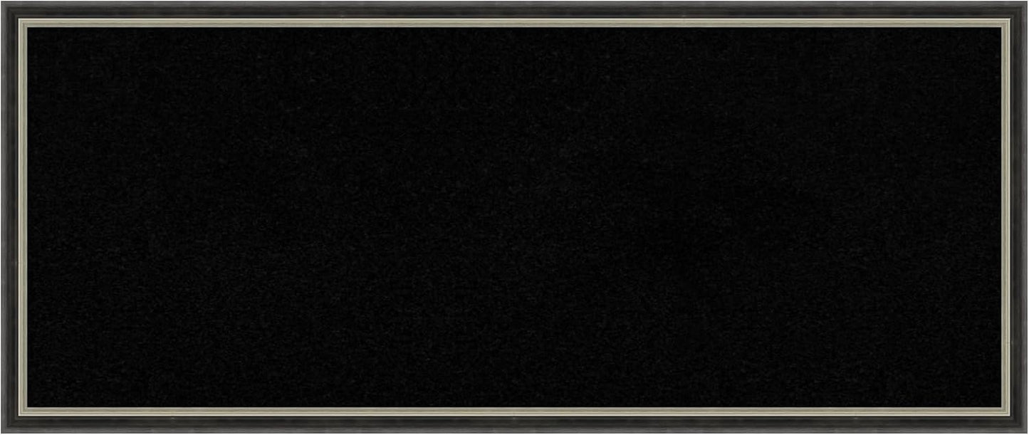 Amanti Art Black Cork Board for Wall, 13x31 Vision Board with Black Wood Frame, Medium Corkboard Office Decor for Home Organization, Modern Corkboard Pinboard to Display Items for Home Organization