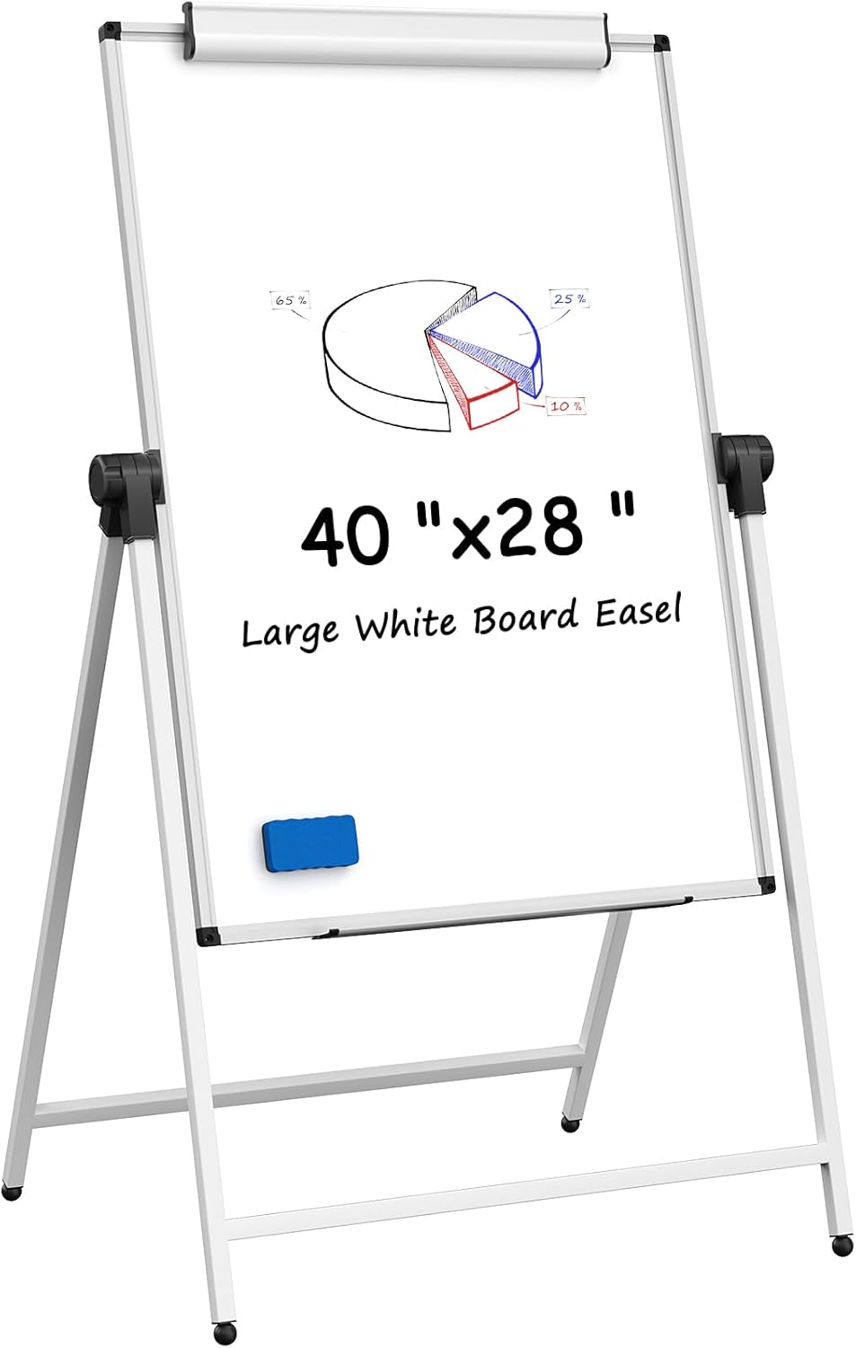 MaxGear Large White Board Easel Stand, 40" x 28" A-Stand Double Sided Magnetic Dry Erase Board with Height Adjustable and 360° Rotation, Portable Classroom Easel for School or Teaching at Home, Office