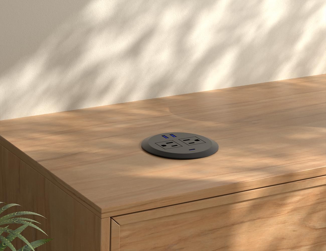 3 Inch Desktop Power Grommet,20W USB C Fast Charging Station,3-USB Port,Flush Mount,6.5 ft Power Cord.Round Recessed Power Outlet,Desk Hole Grommet Outlet for Workspace,Sofa,Black