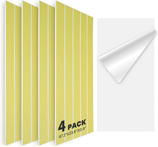Acoustic 4 Pack Soundproofing UV Print Panels, 47.2” x 23.6” x 0.4” Adhesive Noise Dampening Wall Panels for Home Studio, Office, Gaming Room, and Theater(Yellow)