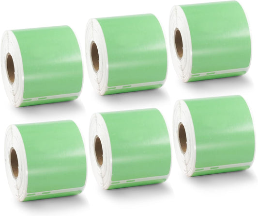 BETCKEY Colored Labels Compatible with Dymo 30323 (2-1/8" x 4") Name Badge Labels, Compatible for Dymo LabelWriter Thermal 450, 4XL & Zebra Desktop Printers [6 Rolls, 1320 Labelss, Green]