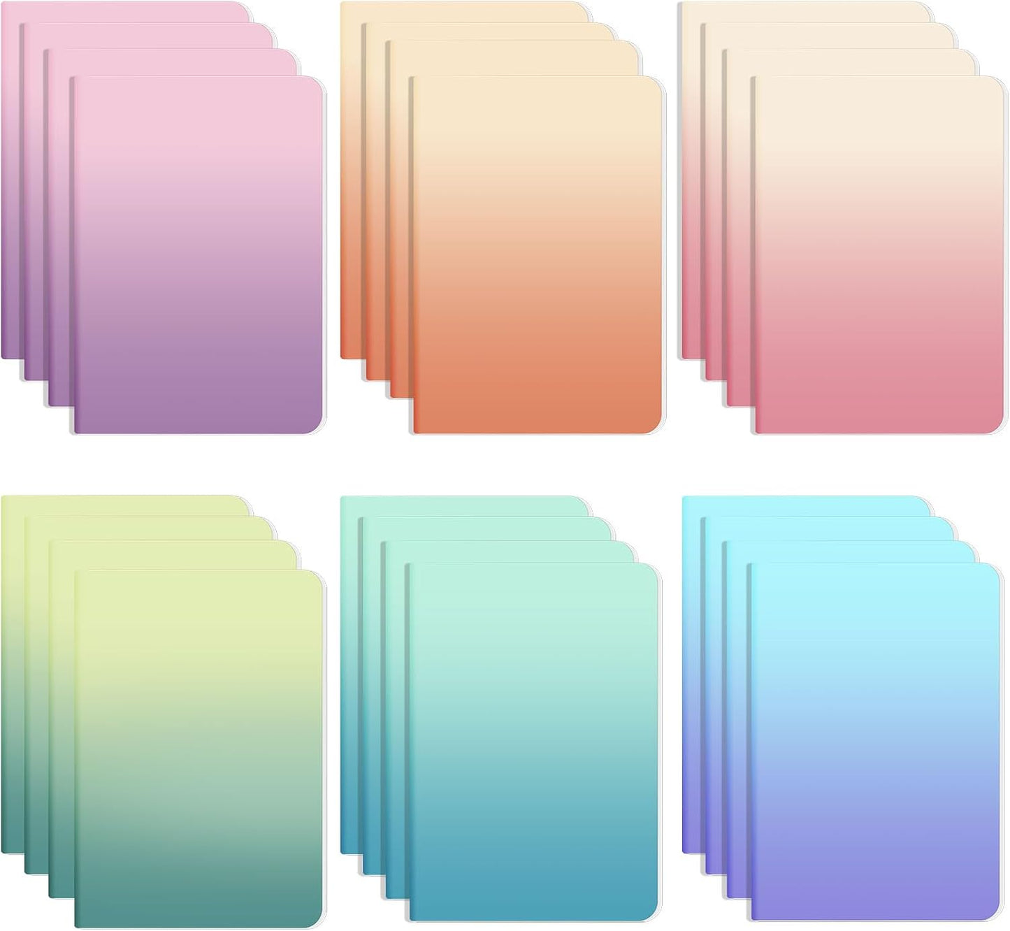 Ddaowanx Notebooks,Lined Paper Journals in Bulk, 72 Pages, 36 Sheets, 80GSM, 8.3x5.5 Inch, A5 Size, Travel Writing Notebooks for Office School Supplies (Lined-24pack, Gradient)