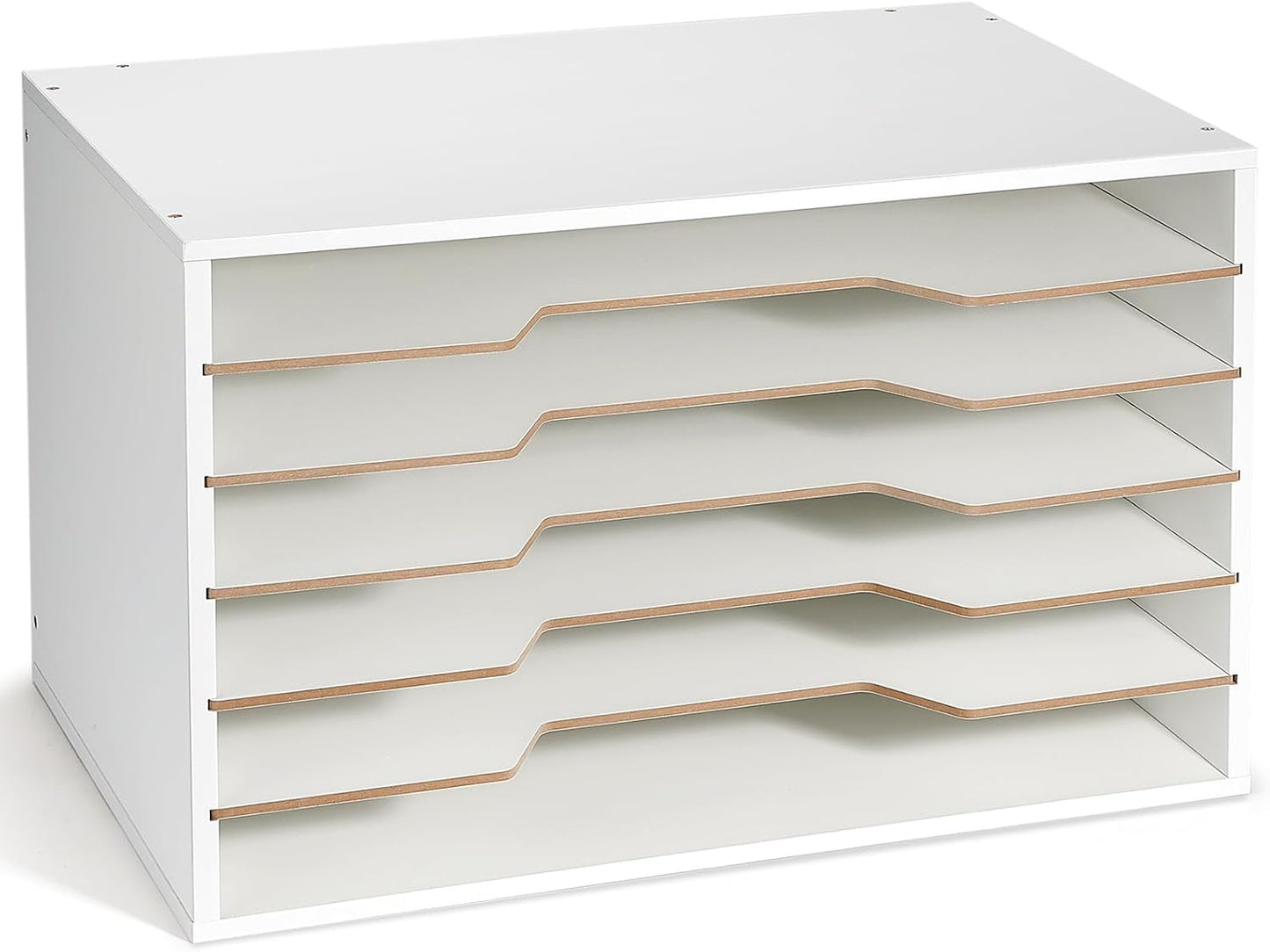 12x18 Construction Paper Organizer, Larger Size Wooden Literature Organizer, 6-Tier Desktop File Organizer for Home and Classroom, Adjustable Paper Sorter for Office