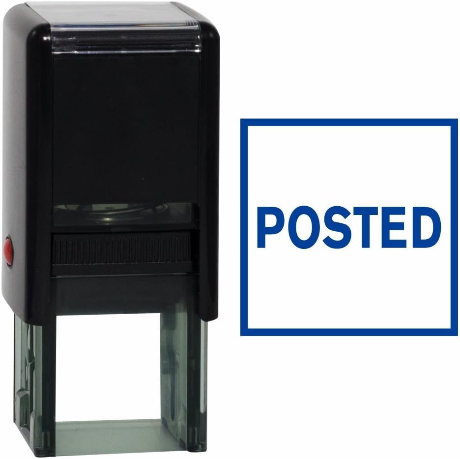 Square Posted Self Inking Rubber Stamp (Blue Ink)