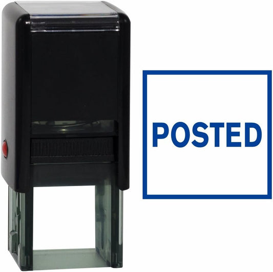 Square Posted Self Inking Rubber Stamp (Blue Ink)