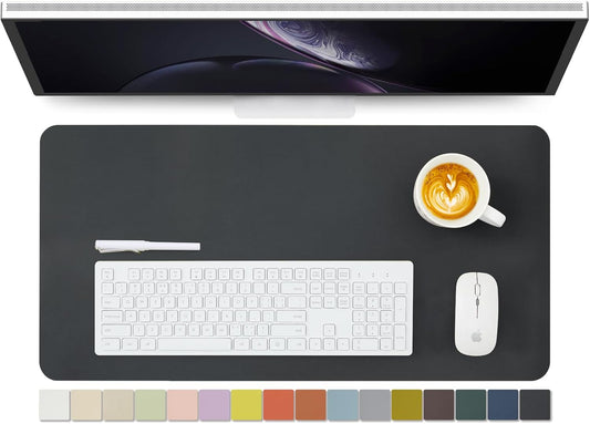 Leather Desk Mat - Non-Slip PU Desk Pad for Office and Home - Desk Organization and Accessories - Ideal for Large Mouse Pad and Desk Mats on Top of Desks (Black,27.6"x 13.8")