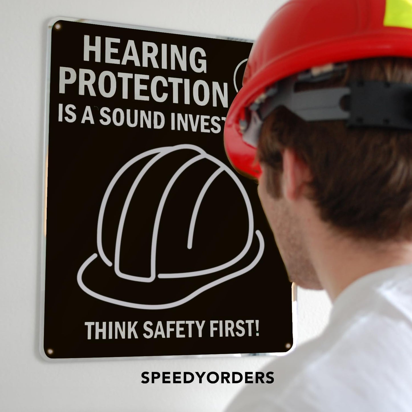 SPEEDYORDERS Custom Outdoor Metal Signs, Personalized Aluminum Signs, Customized Safety Signs, Metal Business Signs, Waterproof Outdoor Business Signs, White Aluminum (Black & Yellow, 10x7 In)