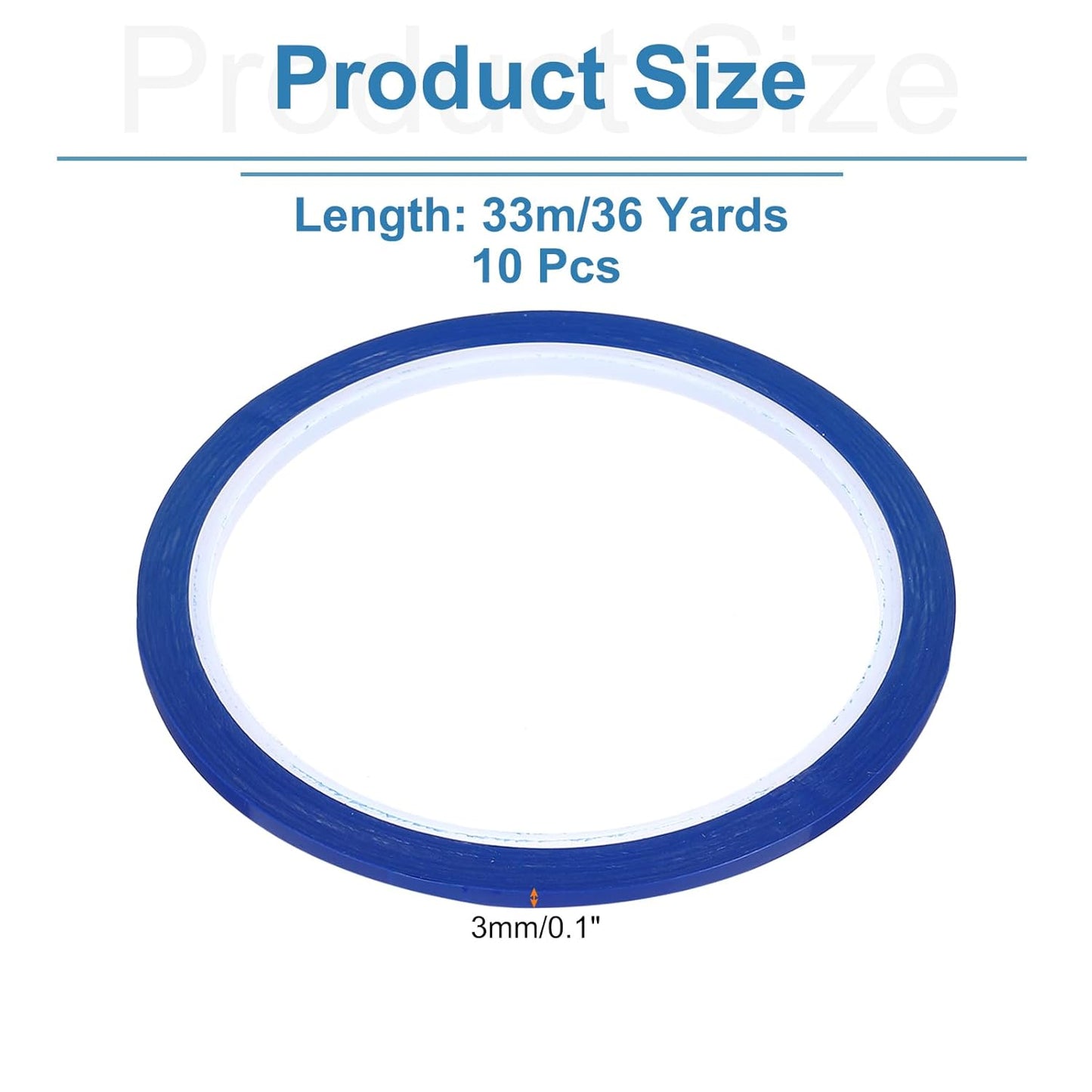 uxcell 10pcs 1/8" x 36 Yard Graphic Tape Whiteboard Grid Marking Tape Pinstripe Chart Line, Blue