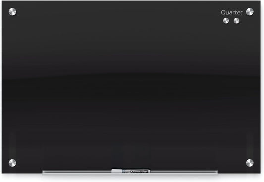 Quartet Glass Whiteboard, Magnetic Dry Erase White Board, 36" x 24", Black Surface, Infinity (G3624B)