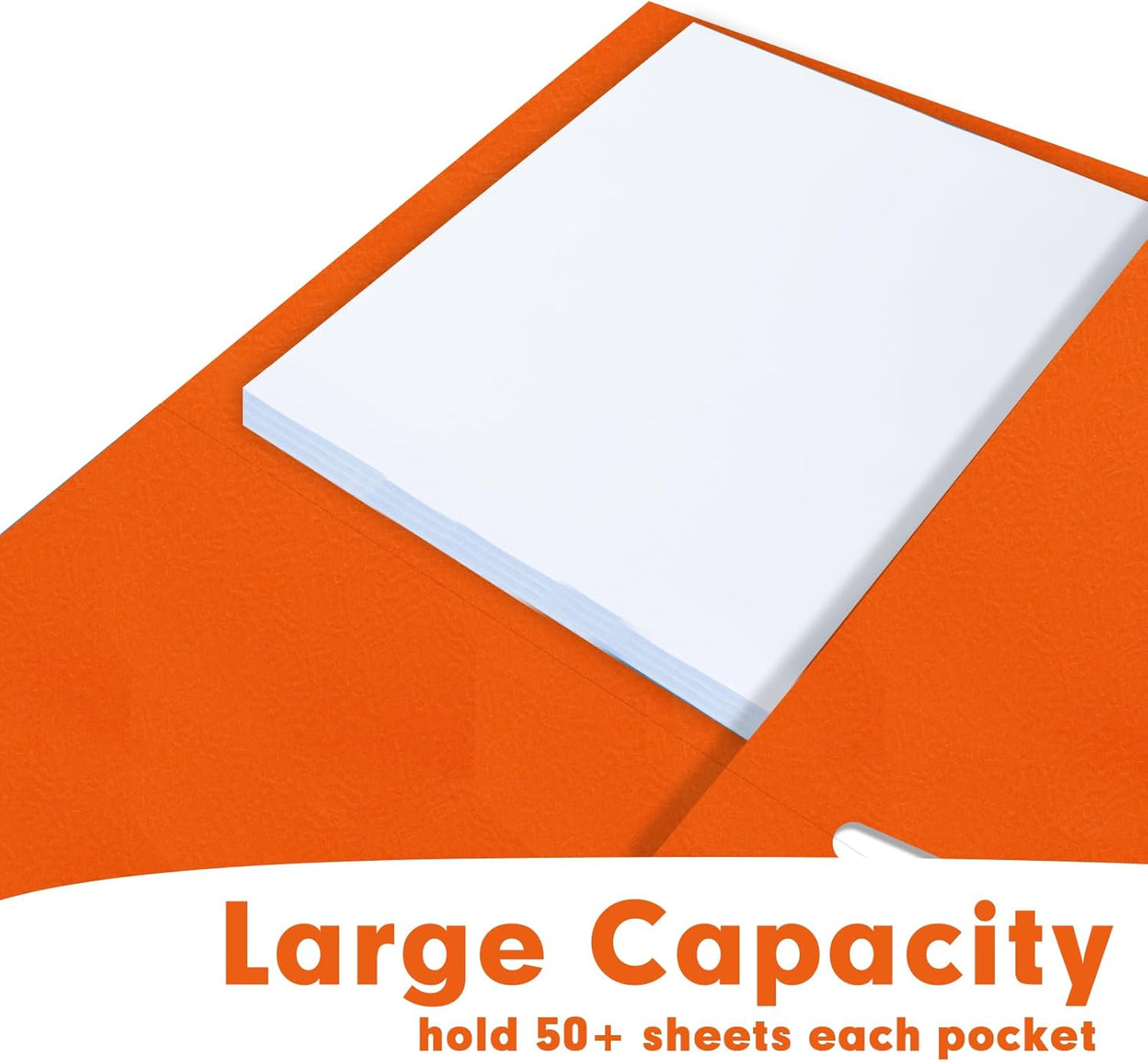 Two Pocket Folders, RAZCC 50 Pack 2 Pocket Folders Fit Letter Size Paper, Paper Folders with Pockets for School Office Business Home, Orange