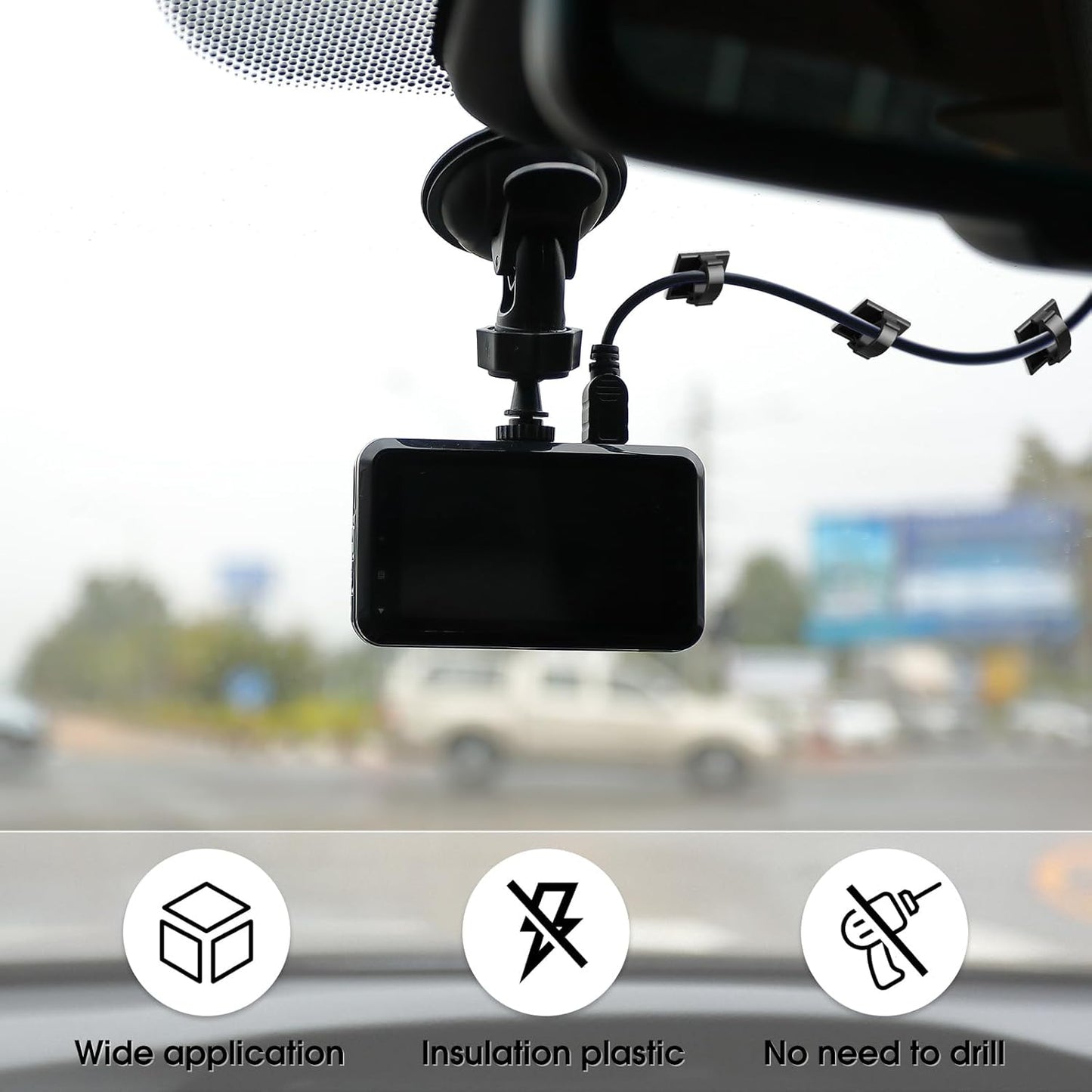 EBOOT 200 Pieces Adhesive Cable Clips Wire Clips Cable Wire Management Wire Cable Holder Clamps Cable Tie Holder for Car, Office and Home