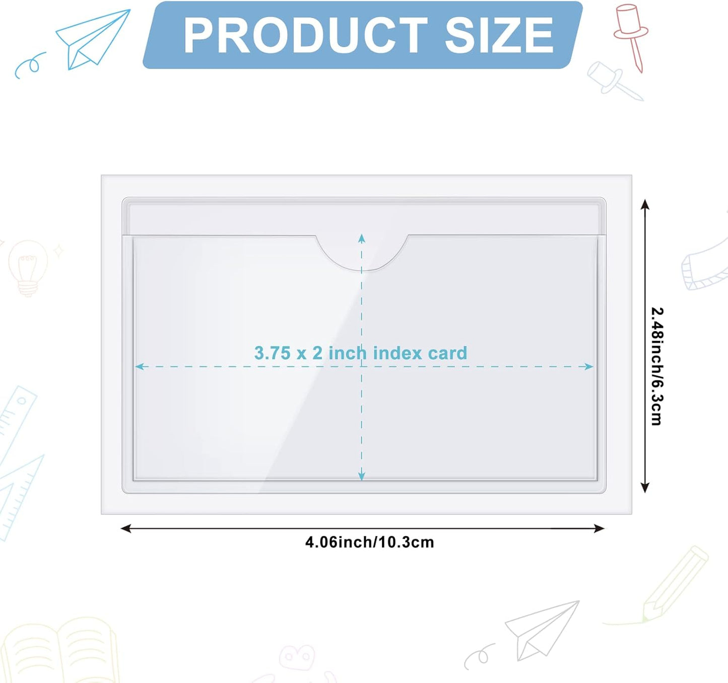 Outus 500 Pack Self Adhesive Index Card Holder Clear Plastic Label Pockets with Top Open for Loading Sticky Business Card Sleeves for Storage Bins Library Organizing Photo Protecting(4.06 x 2.48 Inch)