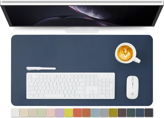 Leather Desk Mat - Non-Slip PU Desk Pad for Office and Home - Desk Organization and Accessories - Ideal for Large Mouse Pad and Desk Mats on Top of Desks (Dark Blue,27.6"x 13.8")