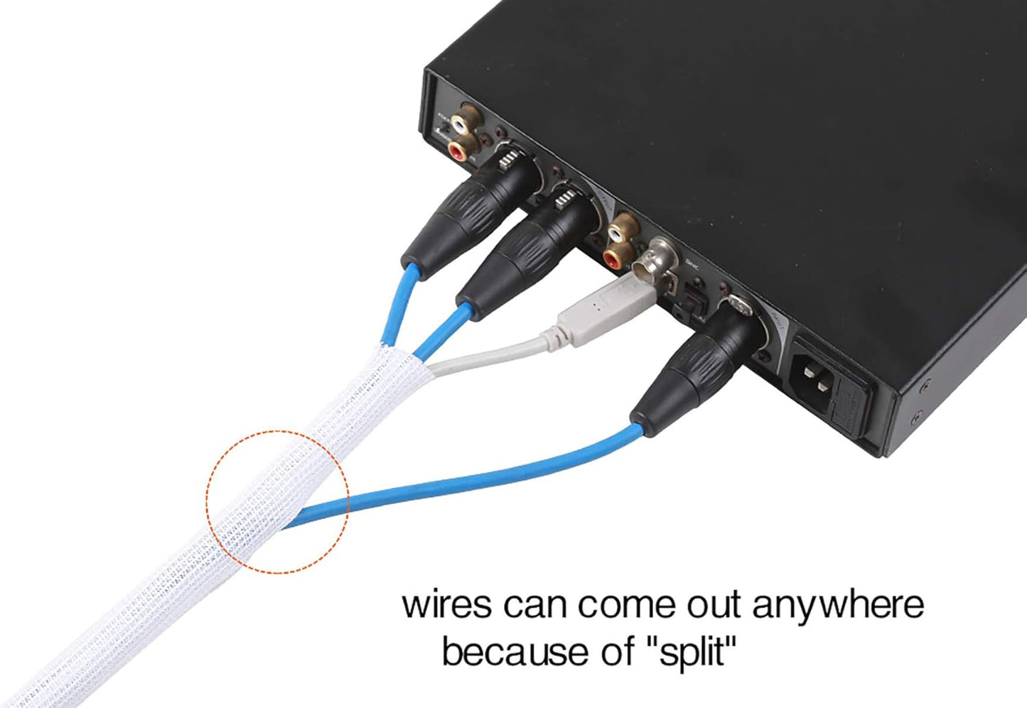 Alex Tech 6.6ft - 1.5 inch Cord Protector Wire Loom Tubing Cable Sleeve Split Sleeving for USB Cable Power Cord Audio Video Cable - Protect Cat from Chewing Cords - White