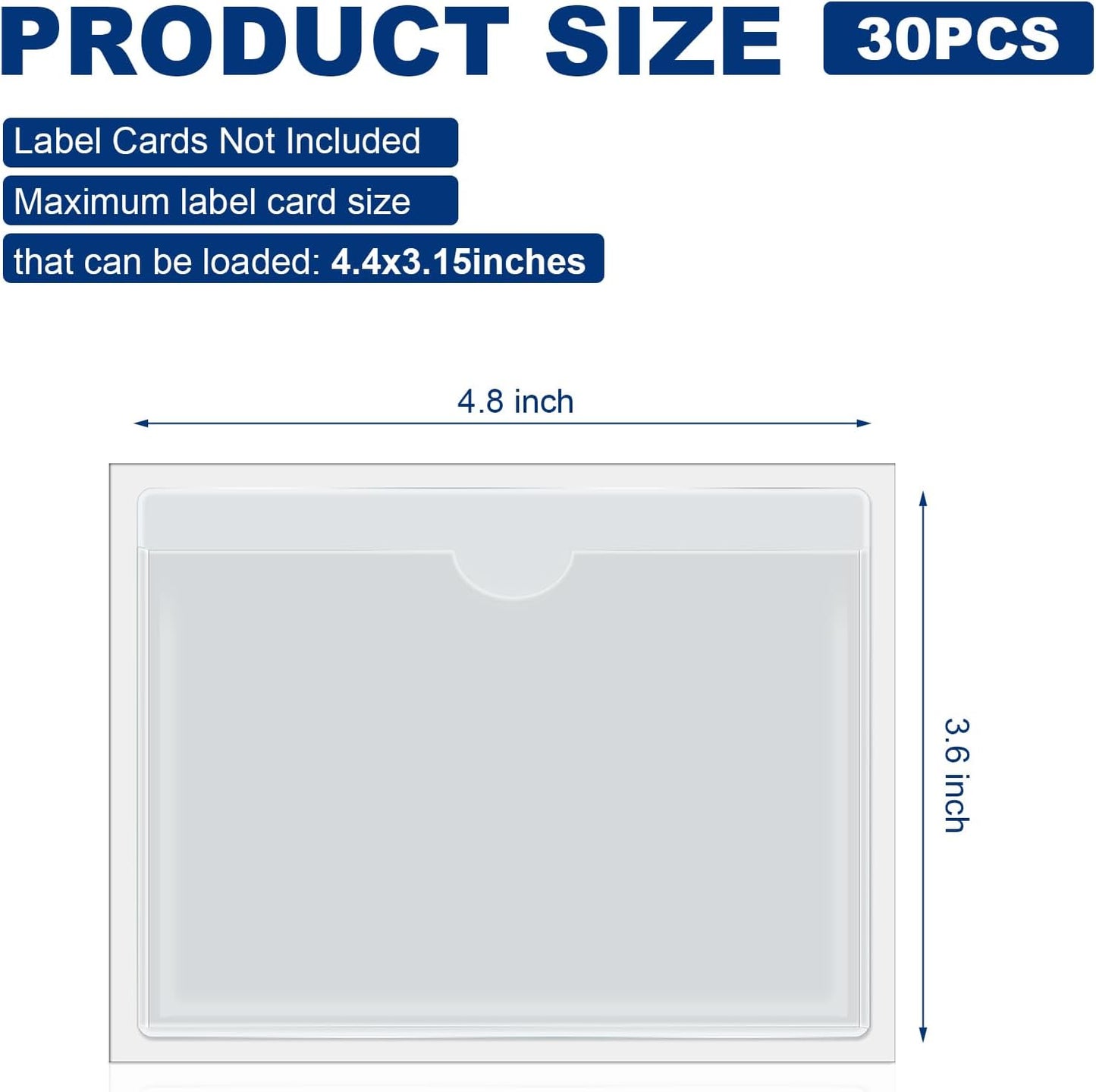 Chinco 30 Pcs Self Adhesive Pockets, Bin Labels for Storage Bins, Clear Pocket Label Sleeves, Plastic Index Card Holder with Top Open for Organizing Bins Box Drawer(3.6 x 4.8 Inches)