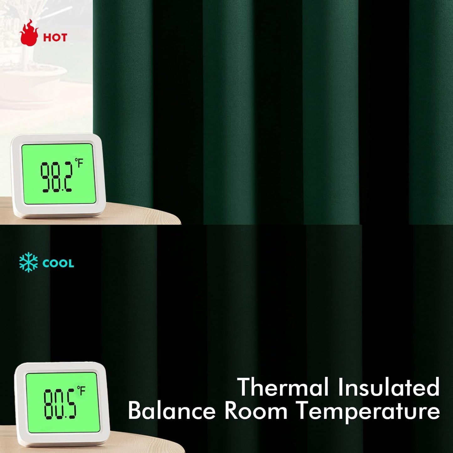 MIULEE Hunter Green Blackout Curtains - Thermal Insulated Bedroom Curtains Room Darkening Drapes for Living Room Kitchen Grommet Top Light Blocking Window Treatment, 40 x 54 Inches Long, 2 Panels