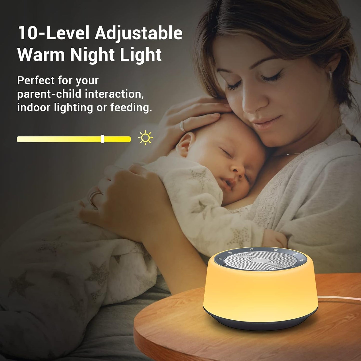 BGOVERSS White Noise Sound Machine, Baby Sound Machine Kids with 30 Soothing Sounds and 7 Colors Warm Night Light for Sleeping, 5 Timers Portable Plug in Sound Machine for Baby, Adults，Grey Color