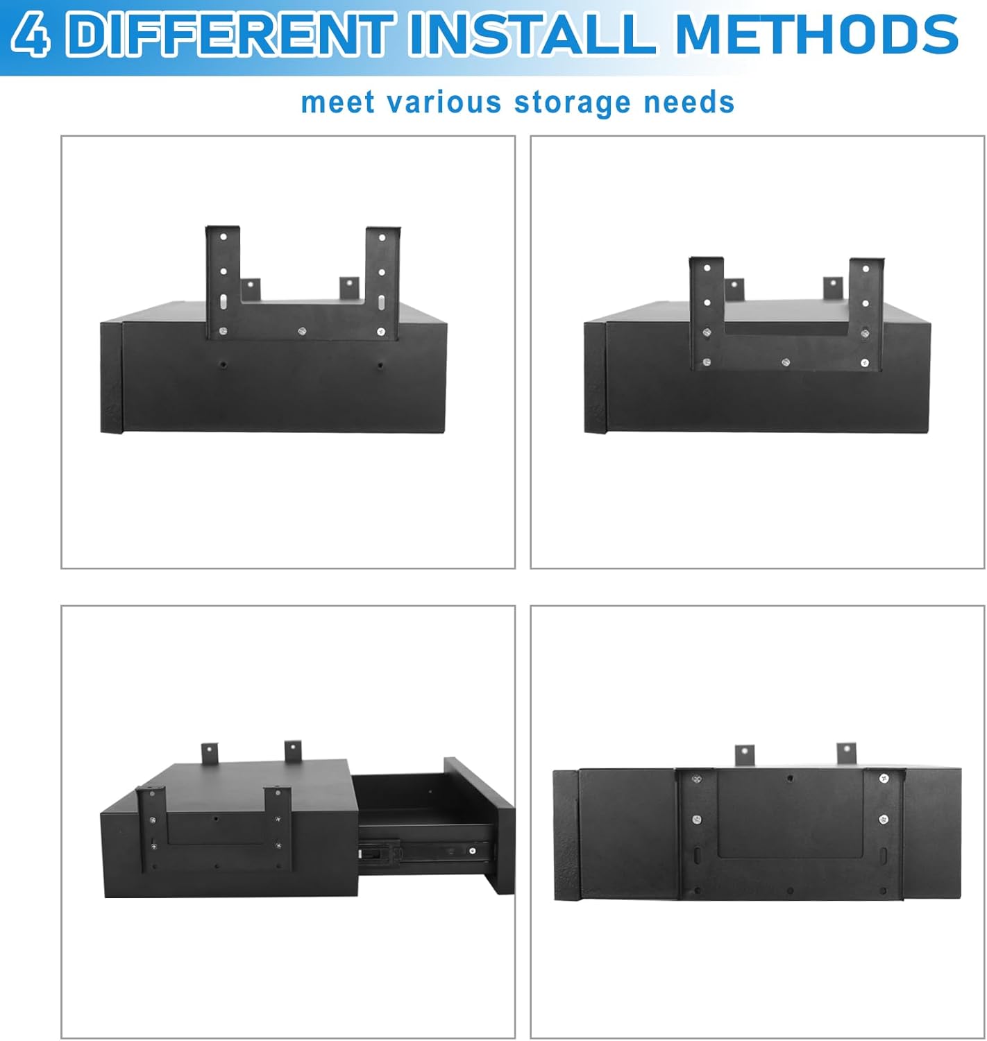 Under Desk Drawer For Desk 18 in,Adjustable Height, Pull out Storage Organizer with Slide Extension Mounted Under Flat Wooden Table or Workbench, Carbon Steel Hidden Desk Drawer