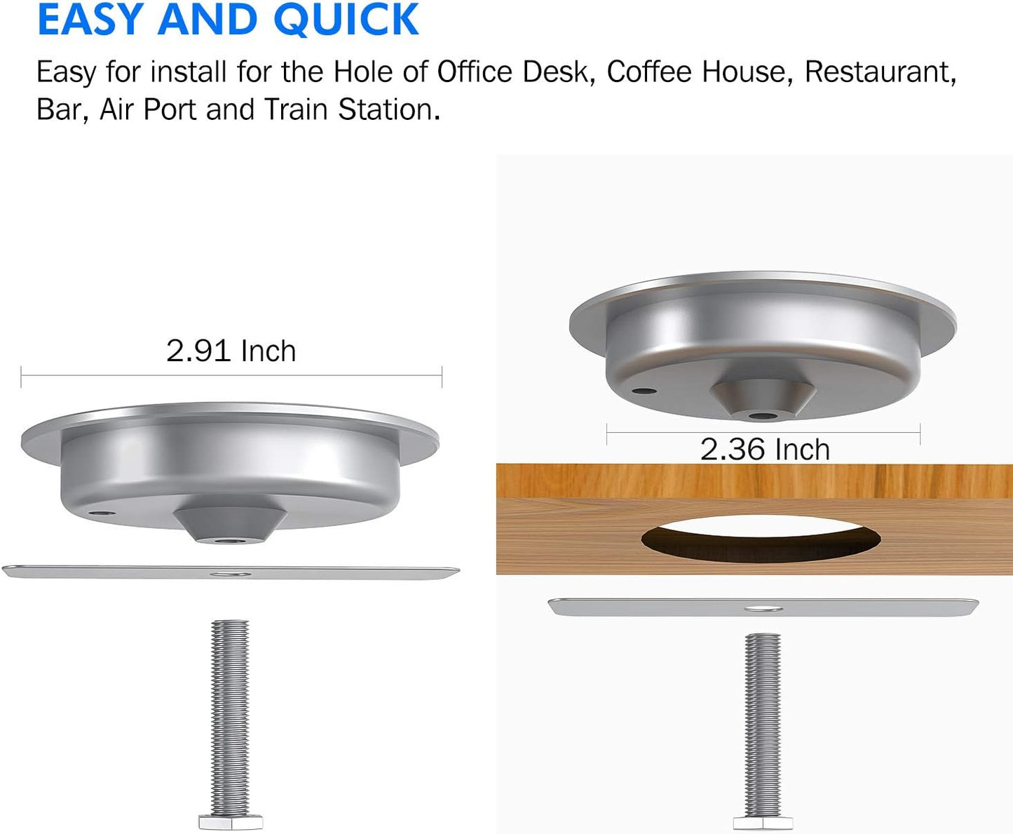 i.VALUX Embed in Desk Wireless Charger,15W Fast Charging Pad Phone Charger,Hidden Desk Grommet Qi Charging Station Compatible with iPhone 17/Air/16/15/14/13/12/11/11 Pro/8/Xs Max/XR/Galaxy S22/S21