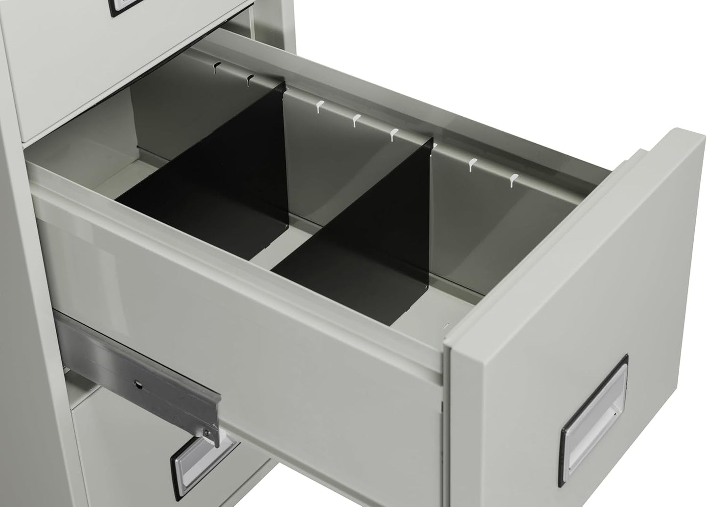 25 inch 4-Drawer Vertical Fireproof File Cabinet – Letter Size Filing – Key Lock – Water Resistant Seal – Fire and Impact Rated – Light Gray Finish – Model LTR4W25LG