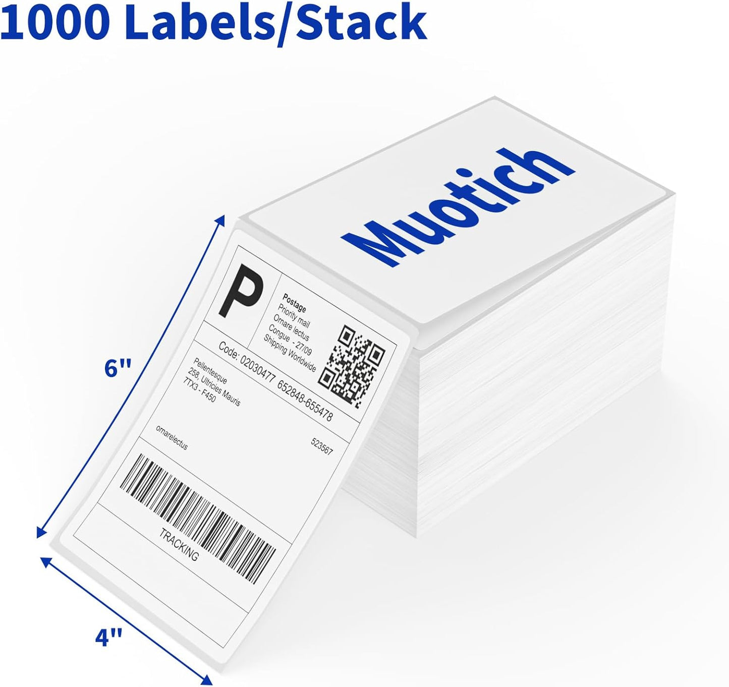 4" x 6" Direct Thermal Labels,4000 Fanfold Shipping Labels with Perforated line for Zebra & Rollo Printer,Thermal Printer Label 4x6,Permanent Adhesive