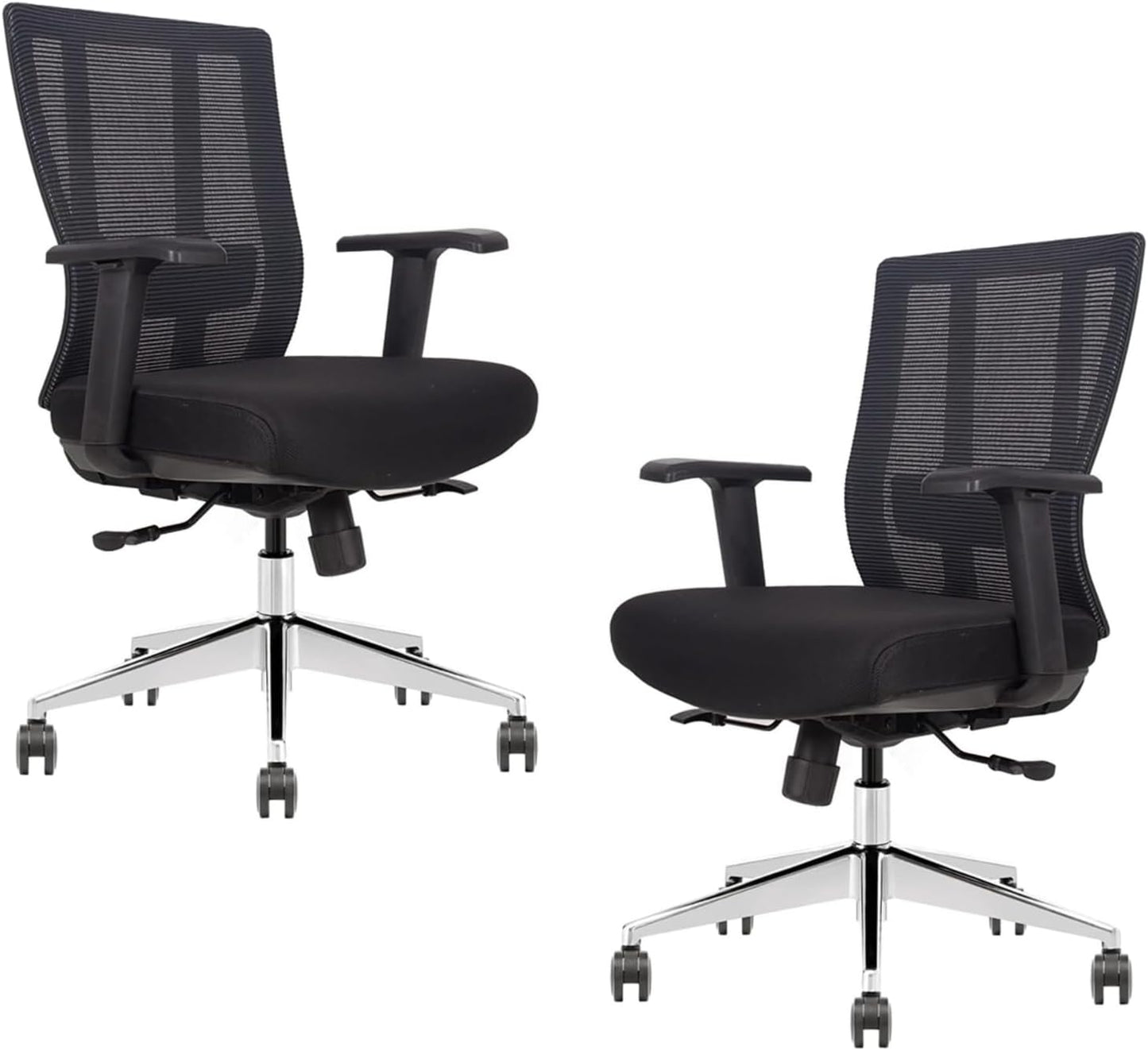 Ergonomic Conference Room Chair Mesh Back with Seat Slide - Adjustable Lumbar Support Computer Desk Chair with Height Adjustable Arms - 5-Star Polished Aluminum Base (Pack of 2)