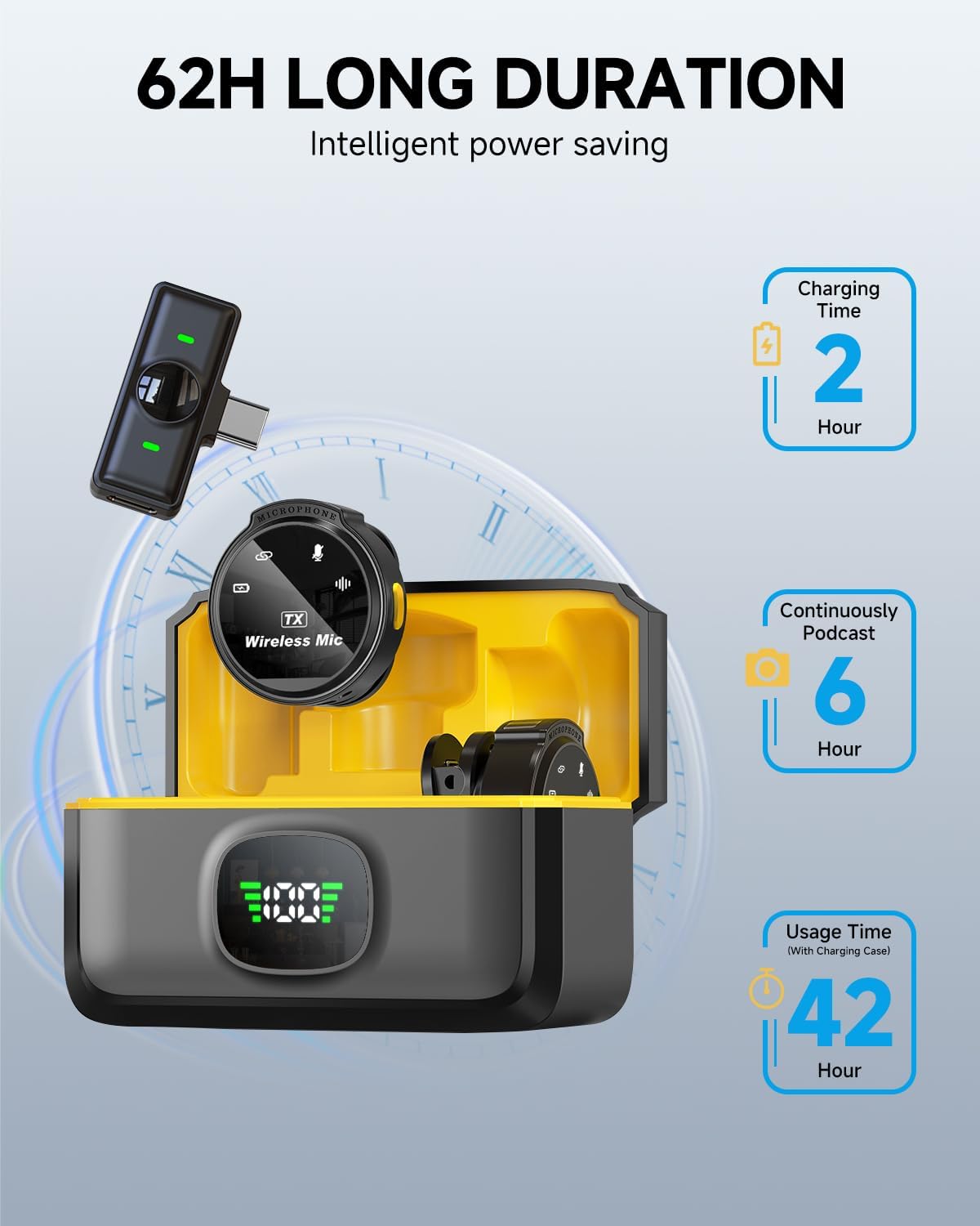 2 Pcs Professional Wireless Lavalier Microphone for iPhone iPad Android with Adapter Included Noise Reduction Plug-Play Clip on Lapel Mic for YouTube, Recording, Vlogging, Live Streaming