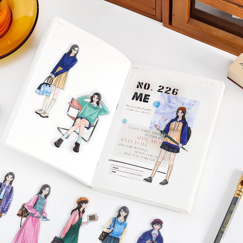 Alideco 120pcs Scrapbook Stickers Character Handbook Scrapbooking Junk Journal Crafts Embelishment Decoration Diary Stickers (aiyulixiangshenghuo)