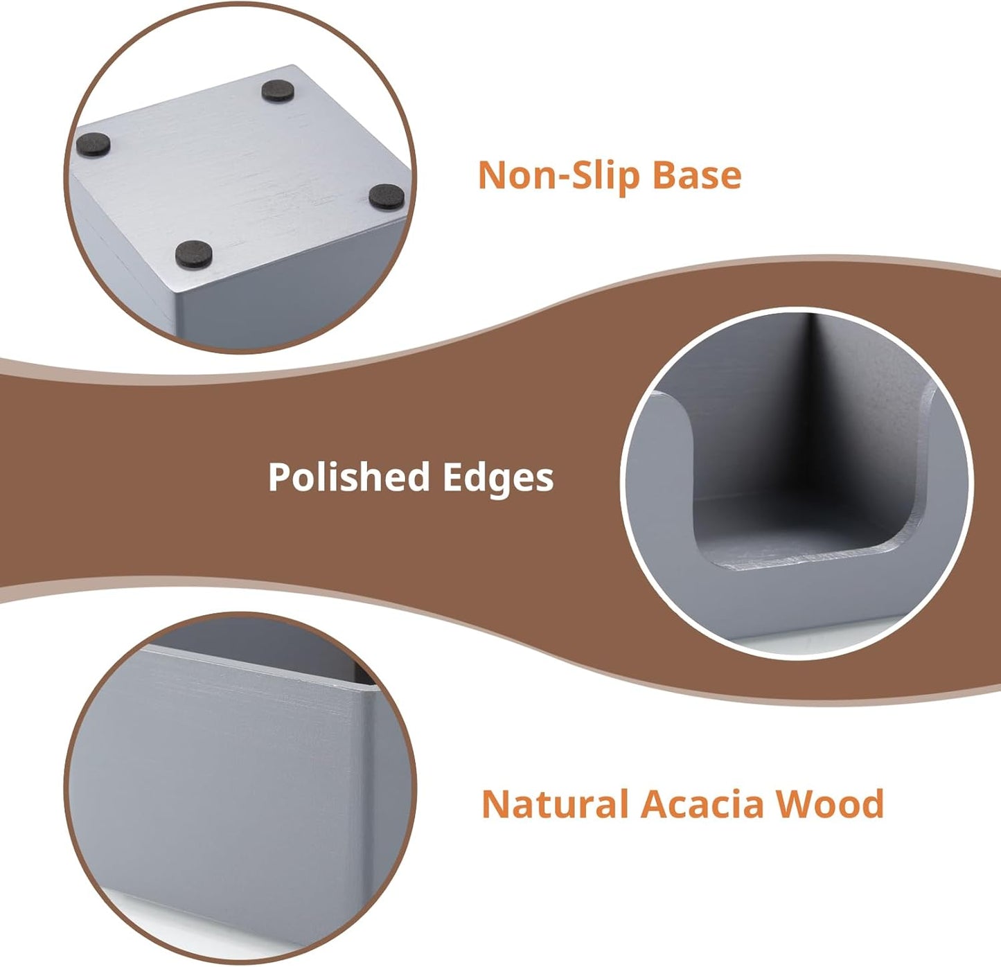 Gray Sticky Note Holder, Wood Post It Note Dispenser for Office Desk Accessories, Self Stick Note Pad Holder, Memo Pad Holder Dispenser Organizer for School Office Desk Supplies