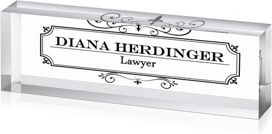 Personalized Desk Nameplate, Custom Acrylic Office Sign for Him Boss, Professional Name Plate for Coworkers, Unique Custom Gift Idea for Office, New Job Gift, CoWorker Gift, Phd Gift (Vintage Design)