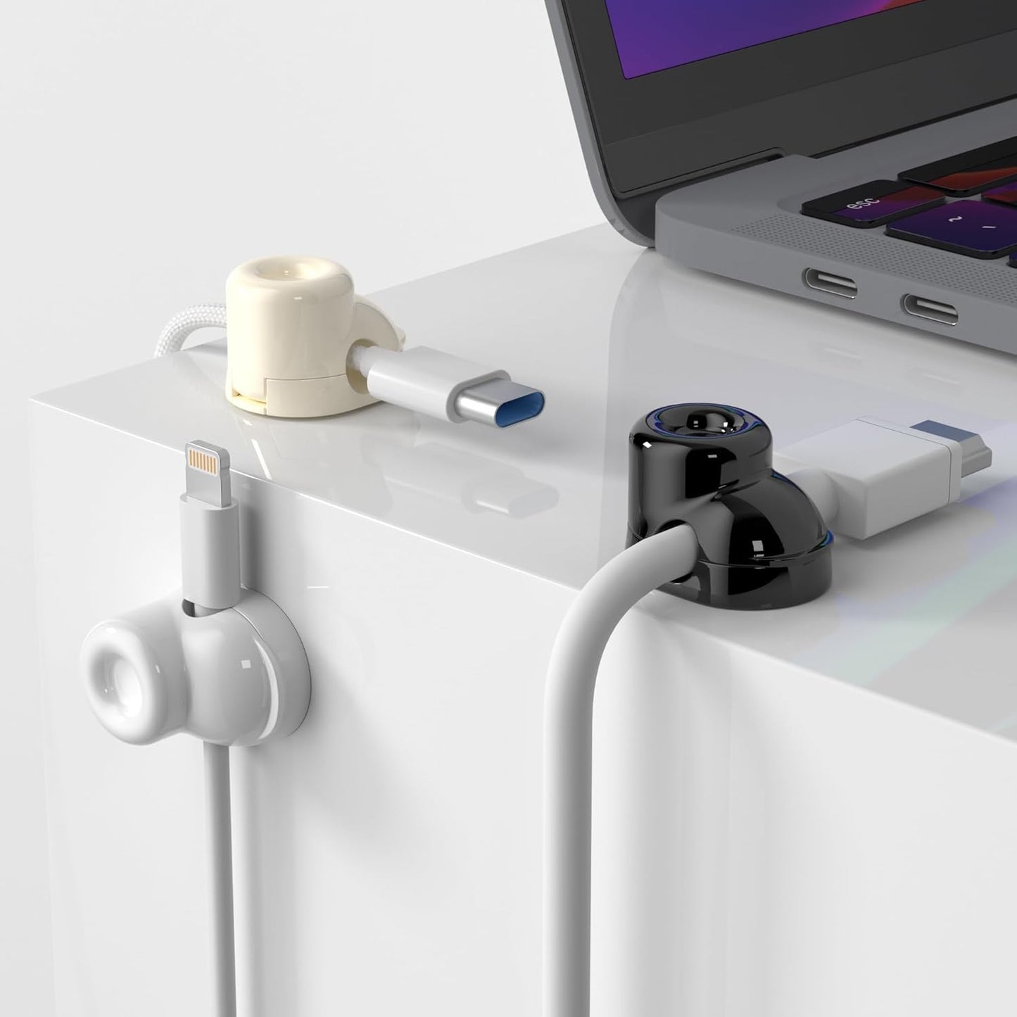 Magnetic Cable Clips, Adjustable Cord Holder Management, Adhesive Wire Keeper Organizer for Home Office Desk Phone PC Car Wall Desktop Nightstand Appliance (9-Pack Black Shoes)