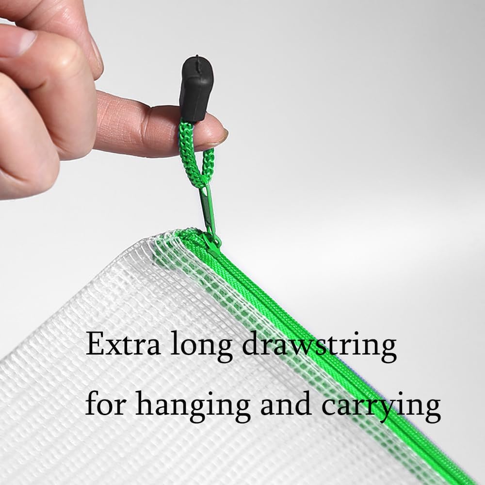 Mesh Zipper Pouch Bag,A3 Zipper Bag for Organizing Storage, Waterproof Zipper Pouch, 17" x 12"/44cm x 32cm, File Bag for School and Office Supplies (Green)