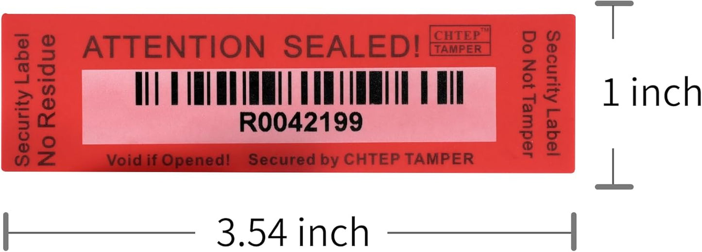 ChtepTamper 100 Pieces No Transfer Tamper-Evident Stickers Security Labels Great for Goods Shipping,Exchange of Agency Files, Privacy Protection or More(Serial Number 1 * 3.54inches Red)