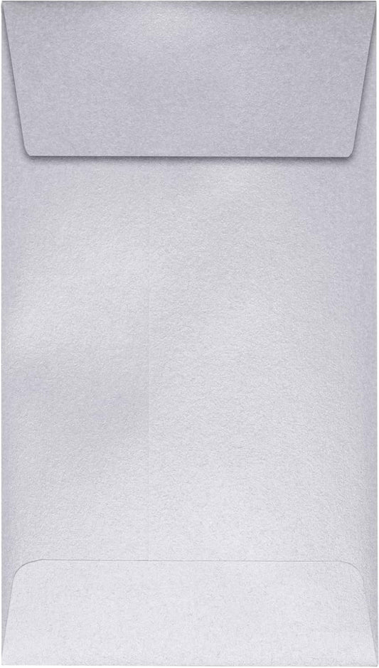 LUXPaper #5 1/2 Coin Envelopes | Peel & Press | 3 1/8" x 5 1/2" | Silver Metallic | 80lb. Text | 50 Qty