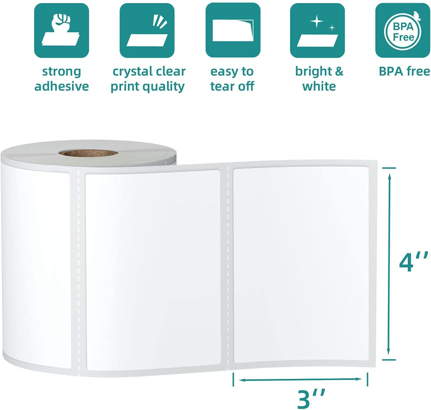 12 Rolls 6000 Pcs 4"x3" 3-Proof Direct Thermal Shipping Labels 1" Core Compatible with Zebra LP2844 ZP450 ZP505 ZD420 GX430T GK420T ZT410 ZD421 and Rollo MUNBYN, 103mmx76mm Thermal Sticker