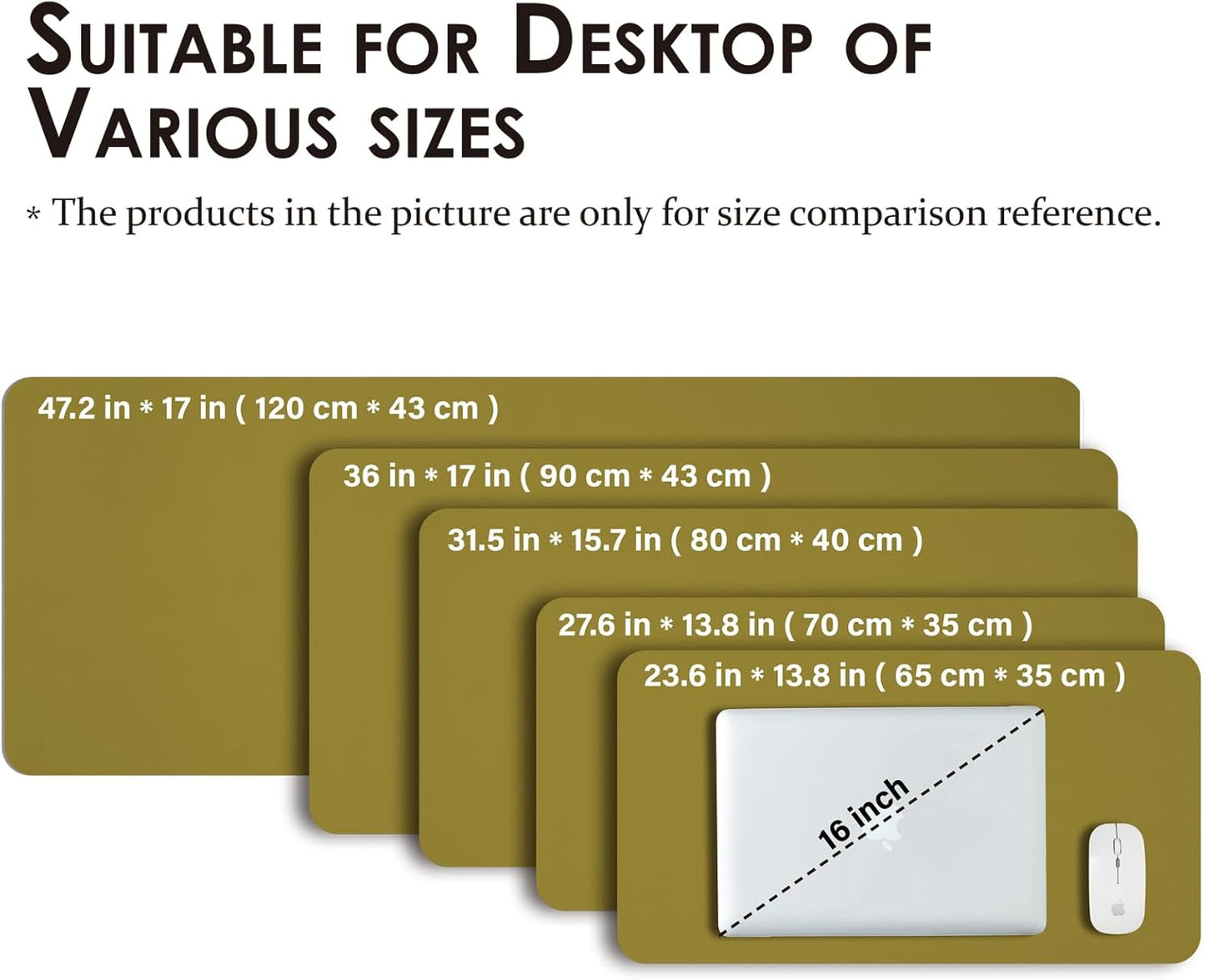 Large Desk Mat - 47.2"x 17" Non-Slip PU Desk Pad for Office and Home - Ideal for Large Mouse Pad and Desk Mats on Top of Desks(Olive Green)