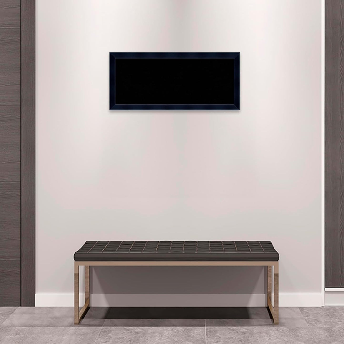 Amanti Art Black Cork Board for Wall, 14x32 Vision Board with Black Wood Frame, Medium Corkboard Office Decor for Home Organization, Modern Corkboard Pinboard to Display Items for Home Organization