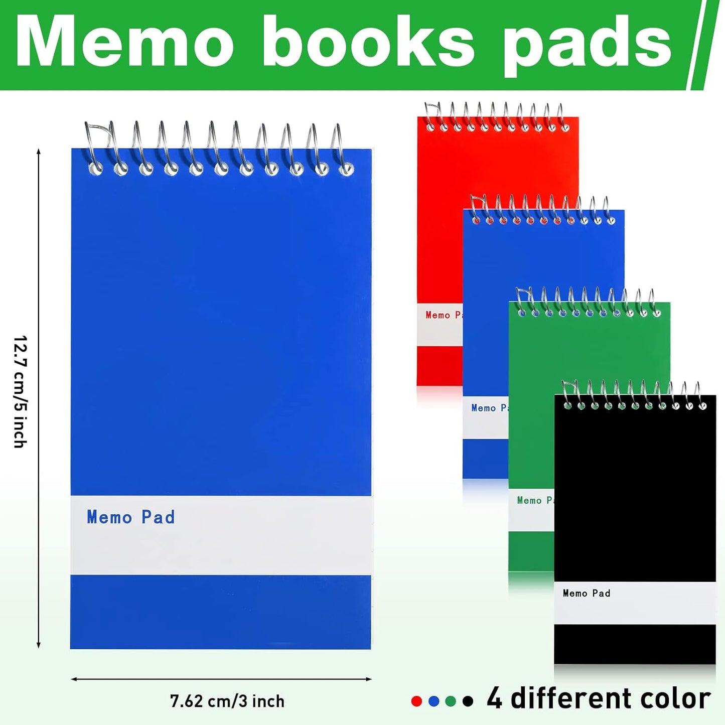 Thenshop 50 Pads Spiral Memo Bulk 3'' x 5'' Top Bound Memo Book 60 Sheets Small Mini Notebooks Lined Wire Bound Pocket Steno Book for Home, Office, School (Classic Colors)