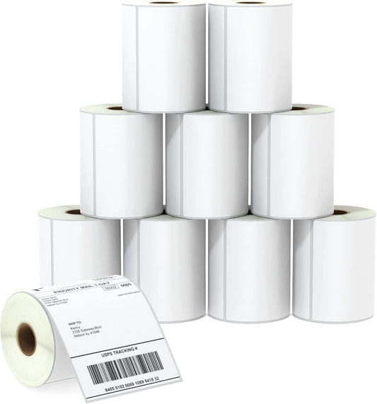 BETCKEY - 4" x 6" (102 mm x 152 mm) Shipping Labels Compatible with Zebra & Rollo Label Printer(not for dymo 4XL), Premium Adhesive & Perforated [10 Rolls, 2500 Labels]