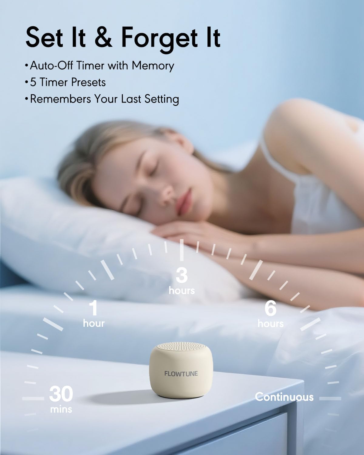 FLOWTUNE Sound Machine Flowtune White Noise Machine for Baby Adults, Mini Portable Sound Machine for Travel, 6H Timer, 18 Soothing Sleep Sounds Gift (Putty)